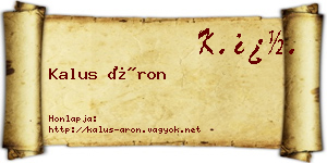 Kalus Áron névjegykártya